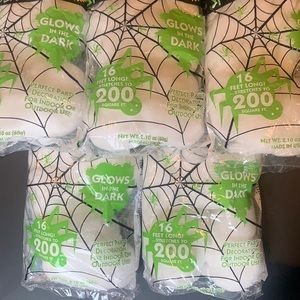 5 BAGS Glow in the Dark Halloween Spider Web; Stretches to 1000 Sq Feet